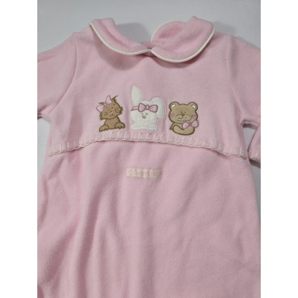 Class Club Pink Fleece Footed Sleeper Baby 3/6M NWT Y2K Bears
